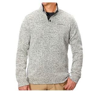 Eddie Bauer Pullover Mens Radiator Fleece Mock Pullover Quarter Snap Lt Grey XL